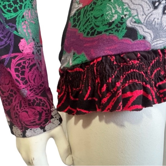 Y2K Dream DESIGUAL Colorful Abstract Embroidered Metallic Women's Top Medium - Picture 3 of 13